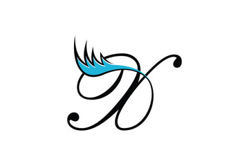 letter x design with a beautiful combination of eyelashes