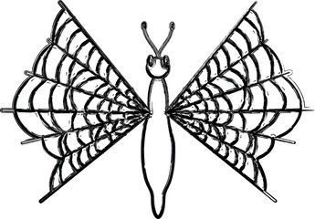  Butterfly with cobweb wings, Halloween decoration.