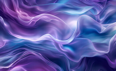 Obraz premium Abstract flowing waves of purple and blue silk fabric.