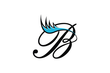 letter b design with a beautiful combination of eyelashes