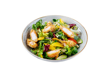 Top Views Shrimp Salad on White Background, Isolate, For Food Site