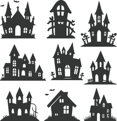 Creepy Castle Halloween Vector Illustration Collection