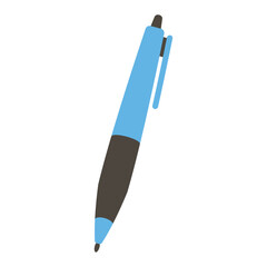 Blue ballpoint pen. Vector illustration on white background