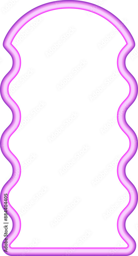Poster wavy border frame. squiggle edge rectangle. neon color scallop shape. retro groovy aesthetic element