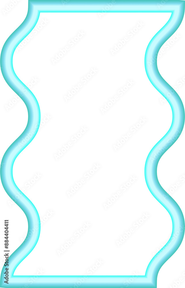 Poster wavy border frame. squiggle edge rectangle. neon color scallop shape. retro groovy aesthetic element
