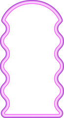 Wavy border frame. Squiggle edge rectangle. Neon color scallop shape. Retro groovy aesthetic element. Trendy 90s design for poster and invitation