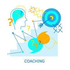Obraz premium COACHING colorful vector business concept on white background