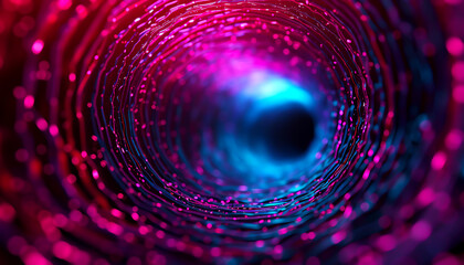 Obraz premium Abstract image of a glowing, colorful tunnel with neon lights, depicting futuristic technology and digital innovation.