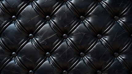 Naklejka premium Leather texture surface with luxury seamless sewing thread diamond square shape pattern in black color for background wallpaper and design, closeup