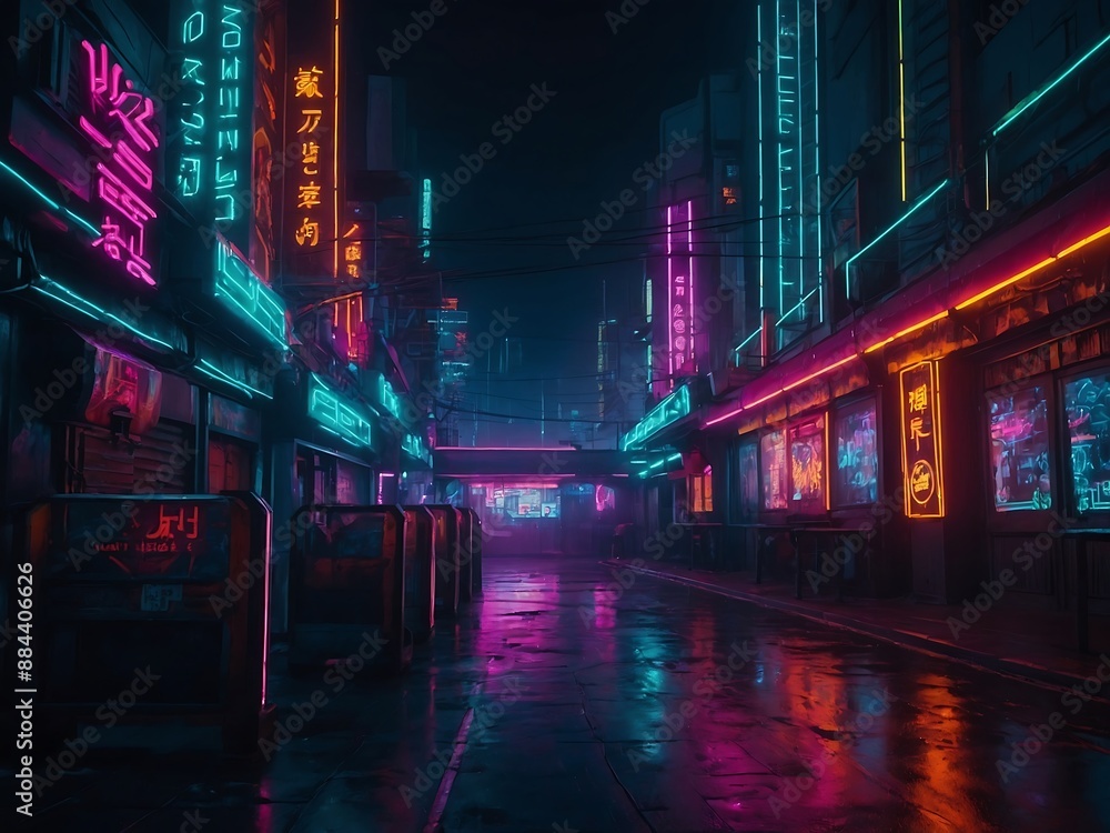 Poster Electronic cyberpunk night background featuring dynamic neon colors