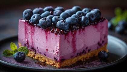 cake with blueberries and mint