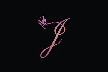 letter i design with a combination of hands and nails