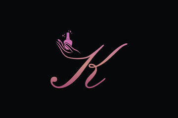 letter k design with a combination of hands and nails