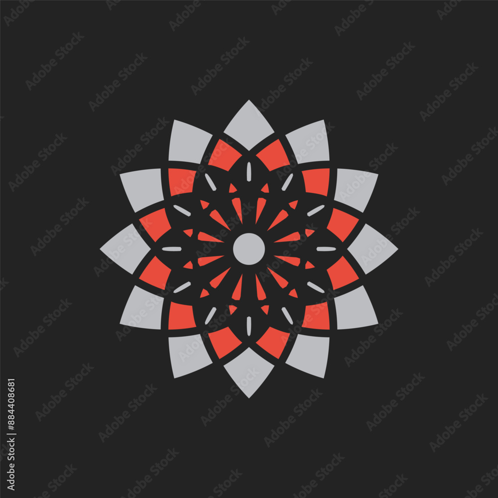 Wall mural arabic circular geometric symbol. vector floral mosaic oriental ornamental logo template