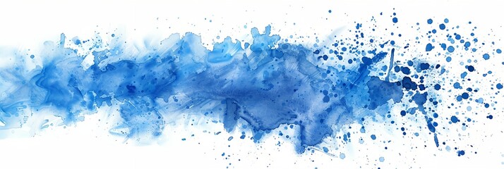 Obraz premium Splash of blue paint on a white background. The blue paint is splattered and has a sense of movement