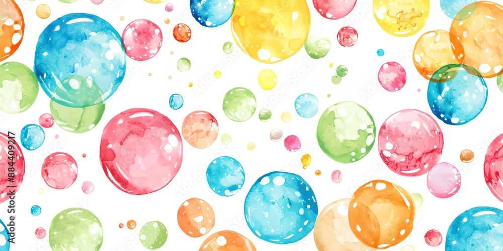 Poster a colorful background with many small circles of different colors. the circles are all different siz