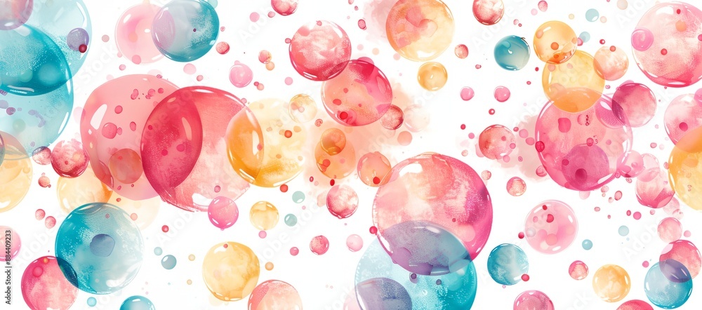 Poster a colorful background with many small circles of different colors. the circles are all different siz