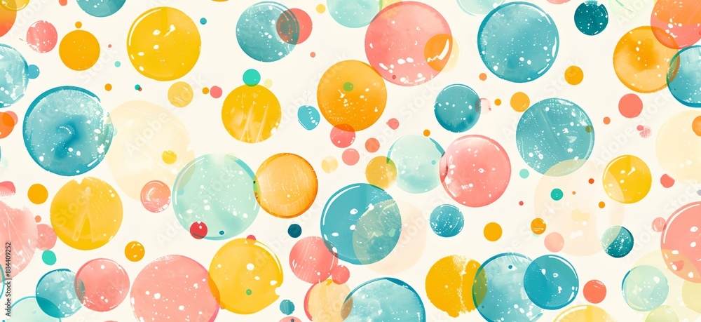 Poster a colorful background with many different colored circles. the circles are of various sizes and colo