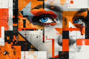 Abstract Portrait with Geometric Shapes and a Woman's Eye