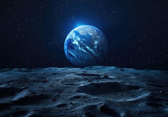 Earthrise Over the Lunar Landscape