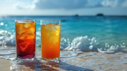 Obraz premium Refreshing Drinks on the Beach