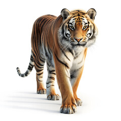 Fototapeta premium Majestic Adult Bengal Tiger Isolated on White Background