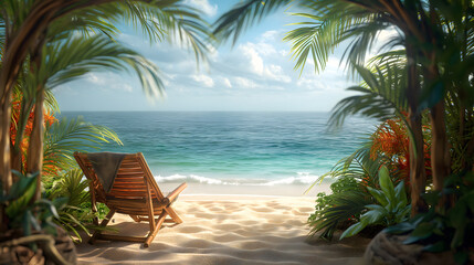 Fototapeta premium Serene Ocean View from a Luxurious Wooden Deck