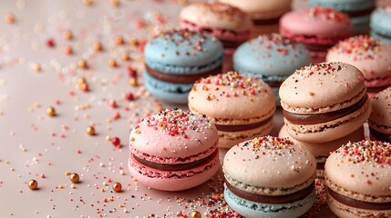 Fototapeta premium Colorful Macarons with Sprinkles