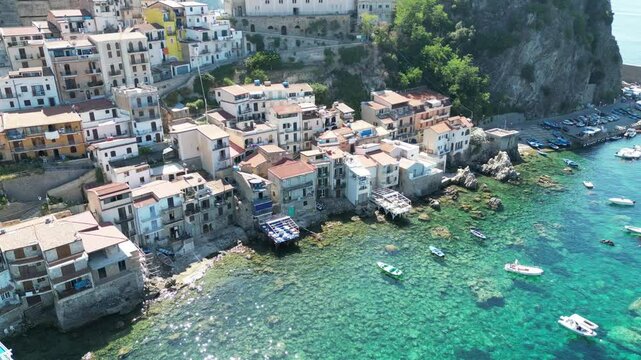 Aerial view of  the fishing village Chianalea in Scilla, Calabria, Italy