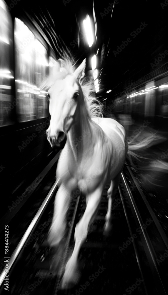 Sticker horse running in Tube tunnel