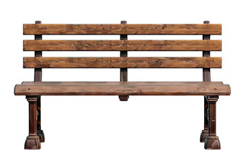 Classic Wooden Park Bench PNG Isolated on Transparent Background