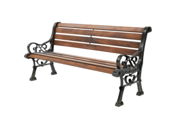 Close-Up of Wooden Bench PNG Isolated on Transparent Background