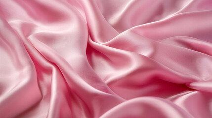 Fototapeta premium Smooth and shiny pink silk fabric with elegant folds.