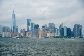 New York city view from Statue of Liberty