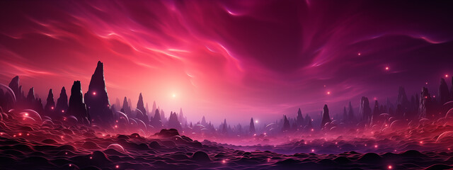 Fototapeta premium Surreal Pink and Purple Sci-Fi Landscape