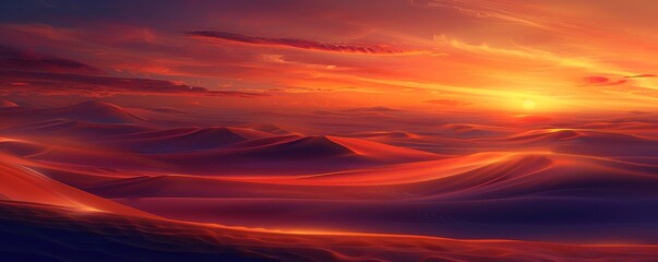Fototapeta premium A wavy desert with a beautiful sunset background