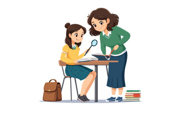 Tutoring Session: A Teacher and Student Study Together