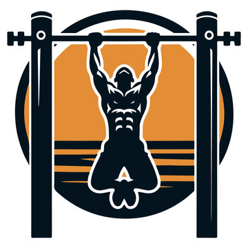 recommend clip art: Pull Up Exercise Silhouette Logo Vector Art Design" – This vector art design features a silhouette performing a pull-up exercise. Perfect for fitness logos, workout illustrations, and gym-related proj