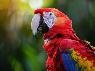 Obraz premium A colorful parrot perched on a wooden branch.