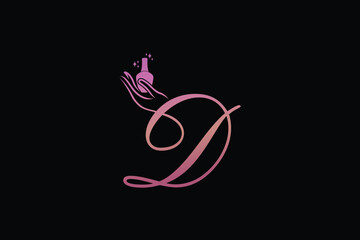 letter d design with a combination of hands and nails