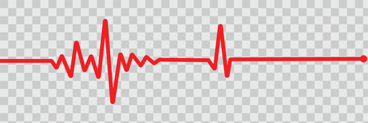 Heart rate monitor line vector isolated on transparent background. Heart rate pulse rhythm line Vector  illustration.