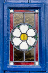 Blue Door with Stained Glass insert 