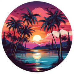 Watercolor red sky background animated, clipart Illustration, Generative Ai