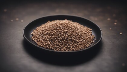 Front view brown buckwheat inside plate on dark background