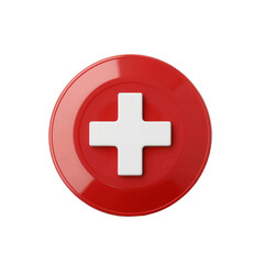 Obraz premium Red Button with White Cross