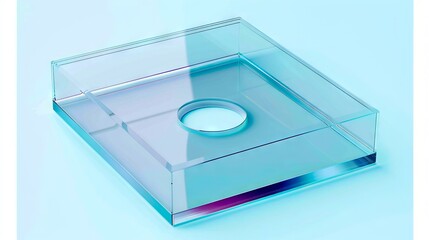 A clear square box with a hole in the middle.
