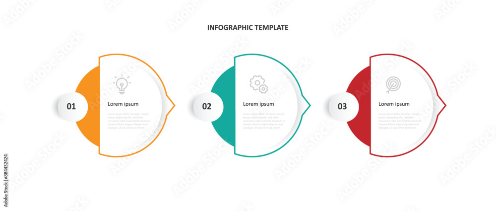 Aufkleber design template vector infographic with 3 step and icons for banner information and business present