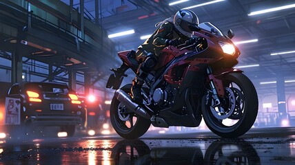Obraz premium motorcycle at night