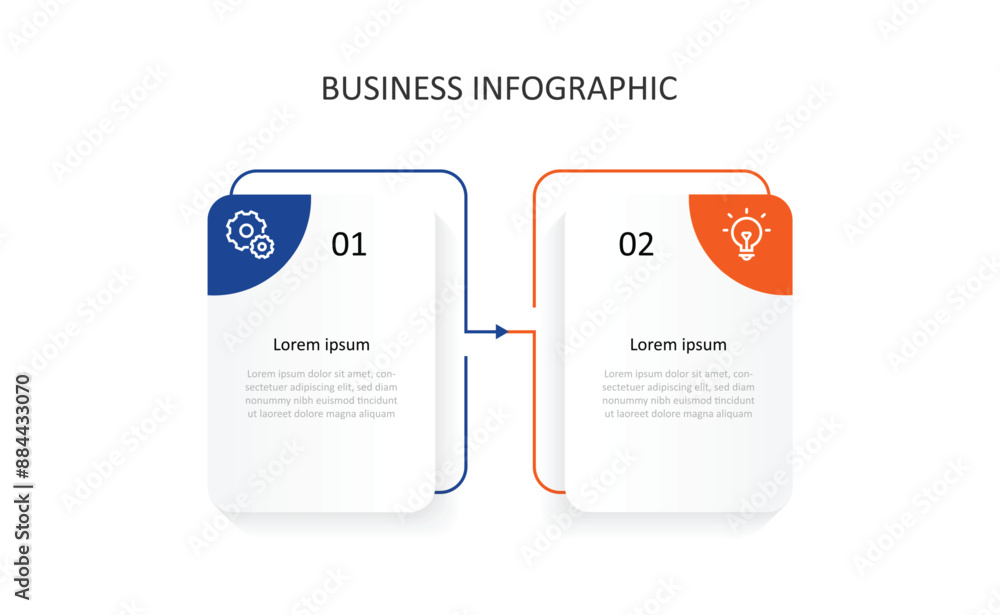 Poster template vector infographic with icons and 2 step process