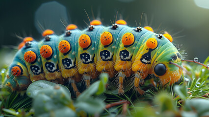 Obraz premium Caterpillar on the flower. Beautiful extreme close-up.